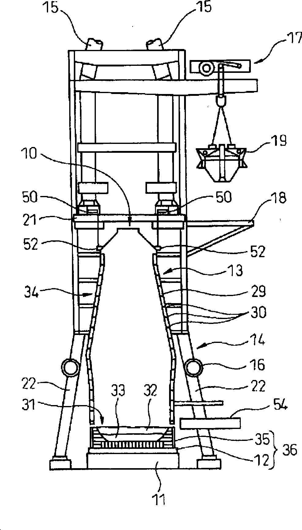 Dismantling method of bottom section of blast furnace