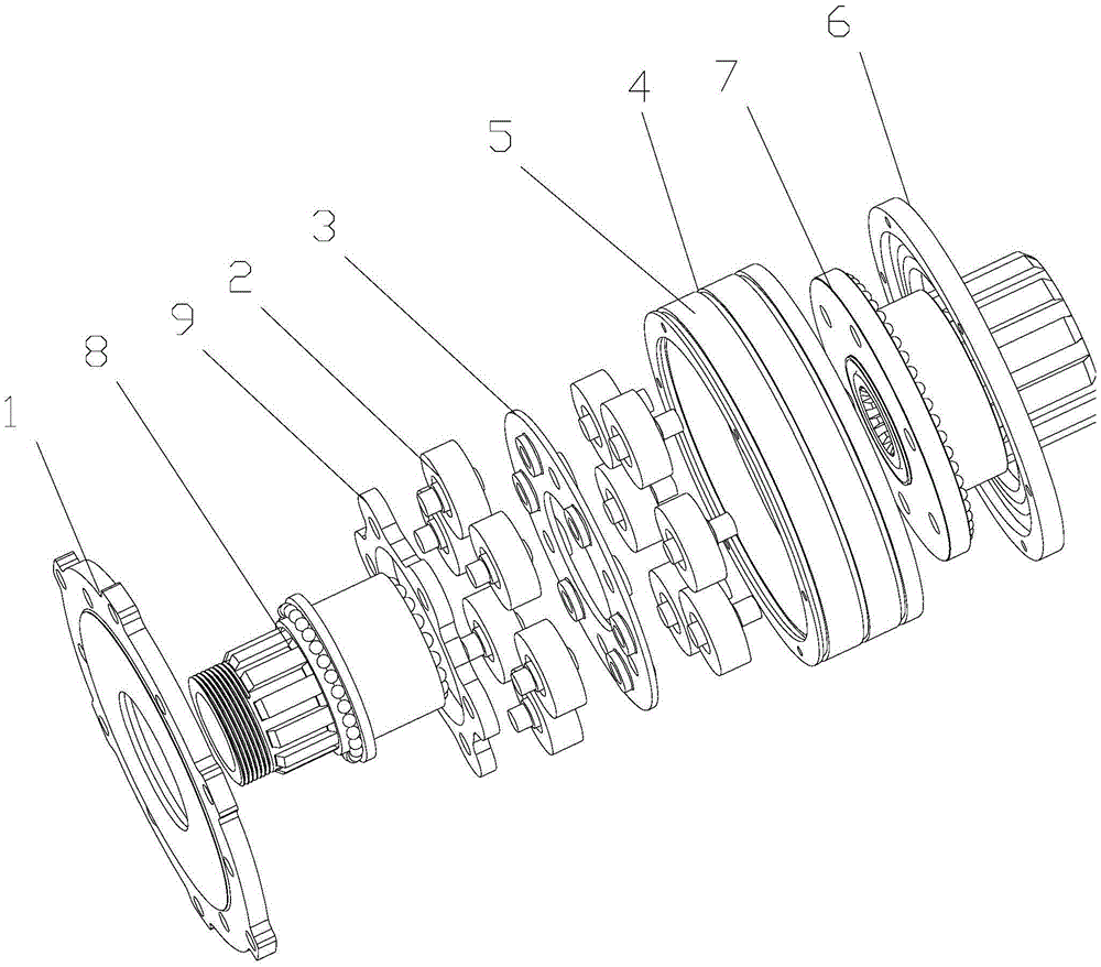 Multi-line planetary traction and transmission type speed reducing bearing