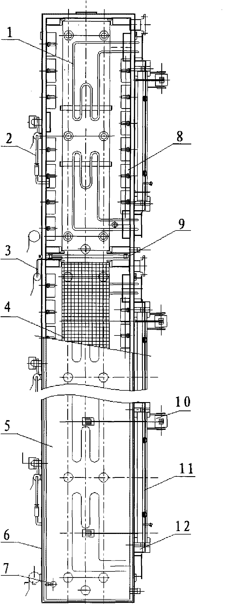 Decontamination box of long workpieces