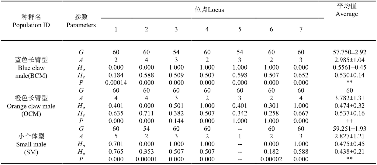 Genetic diversity analysis method for inbreeding male giant freshwater prawn