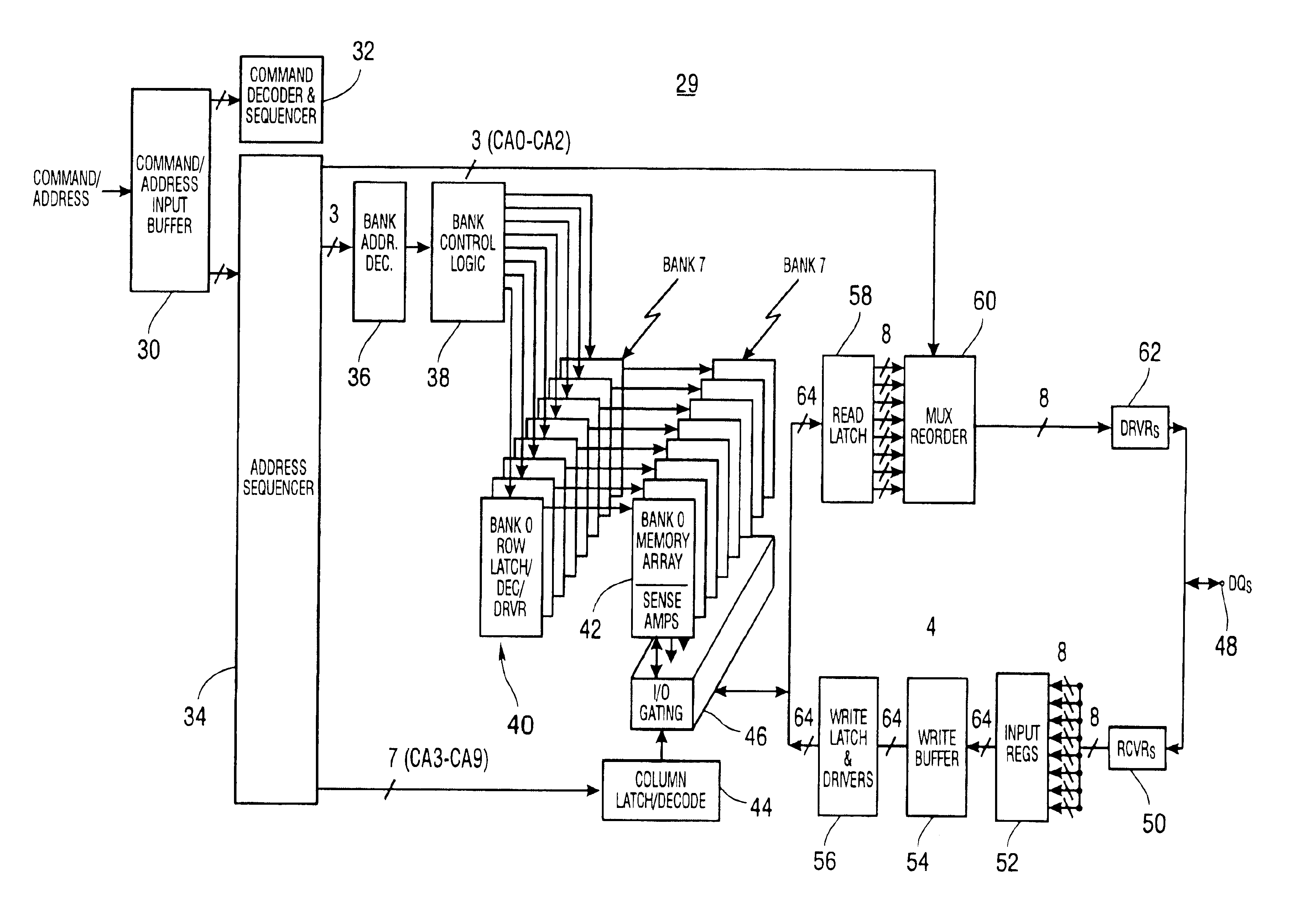 Memory device having different burst order addressing for read and write operations