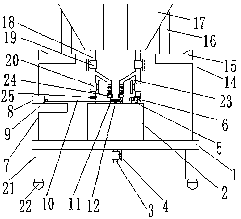 Packaging and printing raw material mixing device with function of adjusting proportion