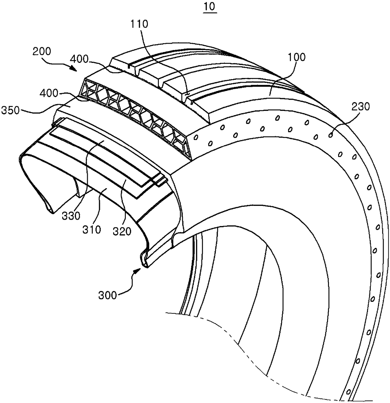 Semi-pneumatic tire and semi-pneumatic tire manufacturing method