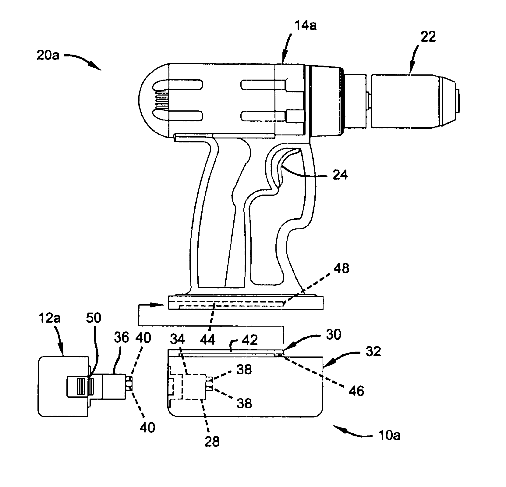 Battery adapter for a cordless power tool system and related method