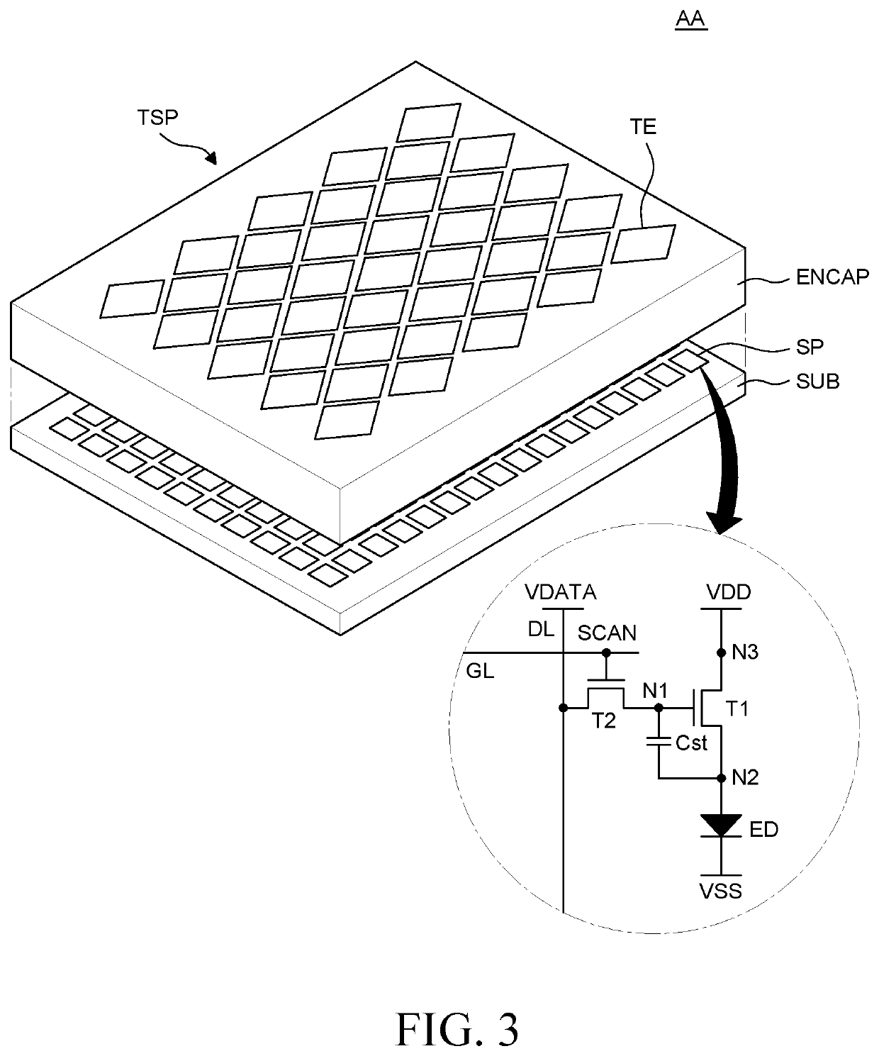 Light Emitting Display Device with Integrated Touch Screen