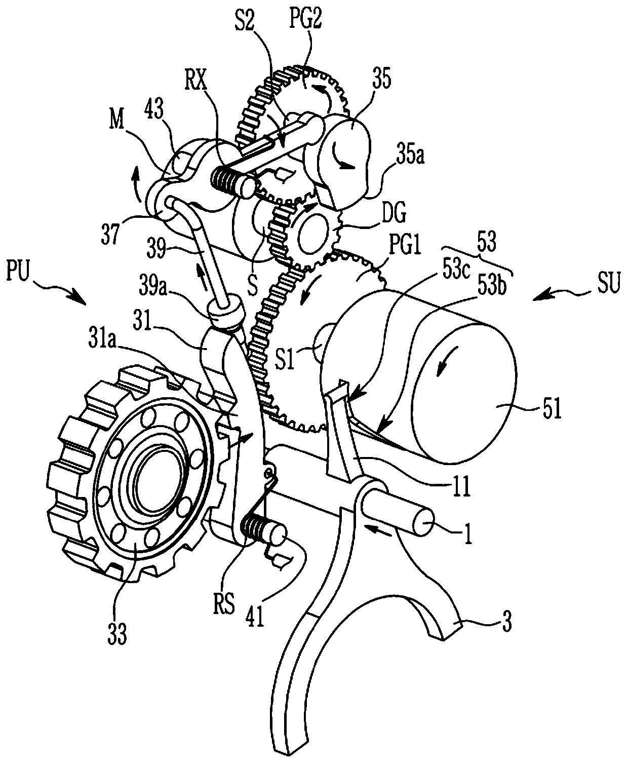 Gear shifting device for multi-speed transmission of electric vehicles