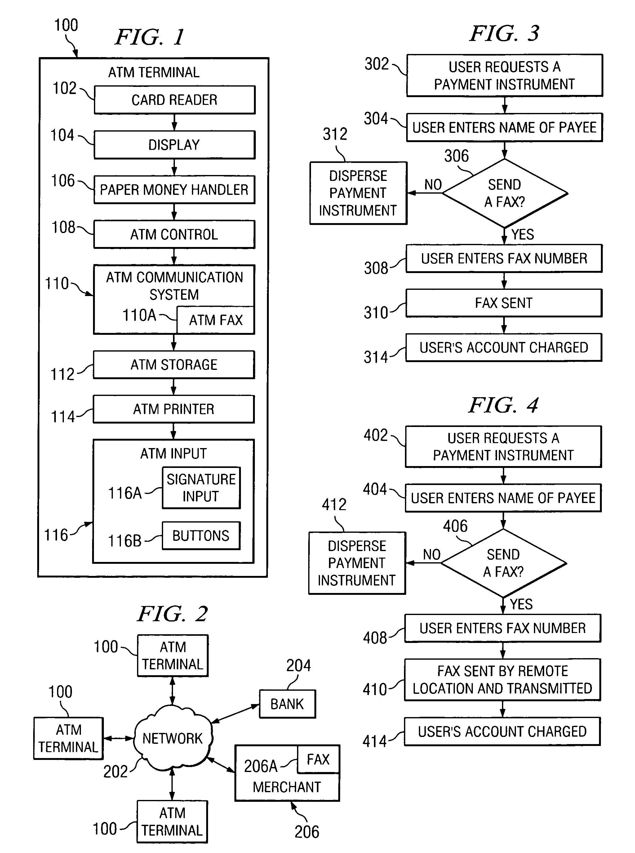 Fax check/money order automatically from ATM