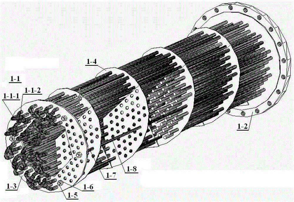 Spiral baffle electric heater with circular tube arrangement in "slanted sun" unit