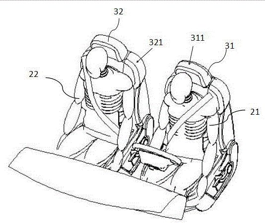 Car safety airbag system with mutual support