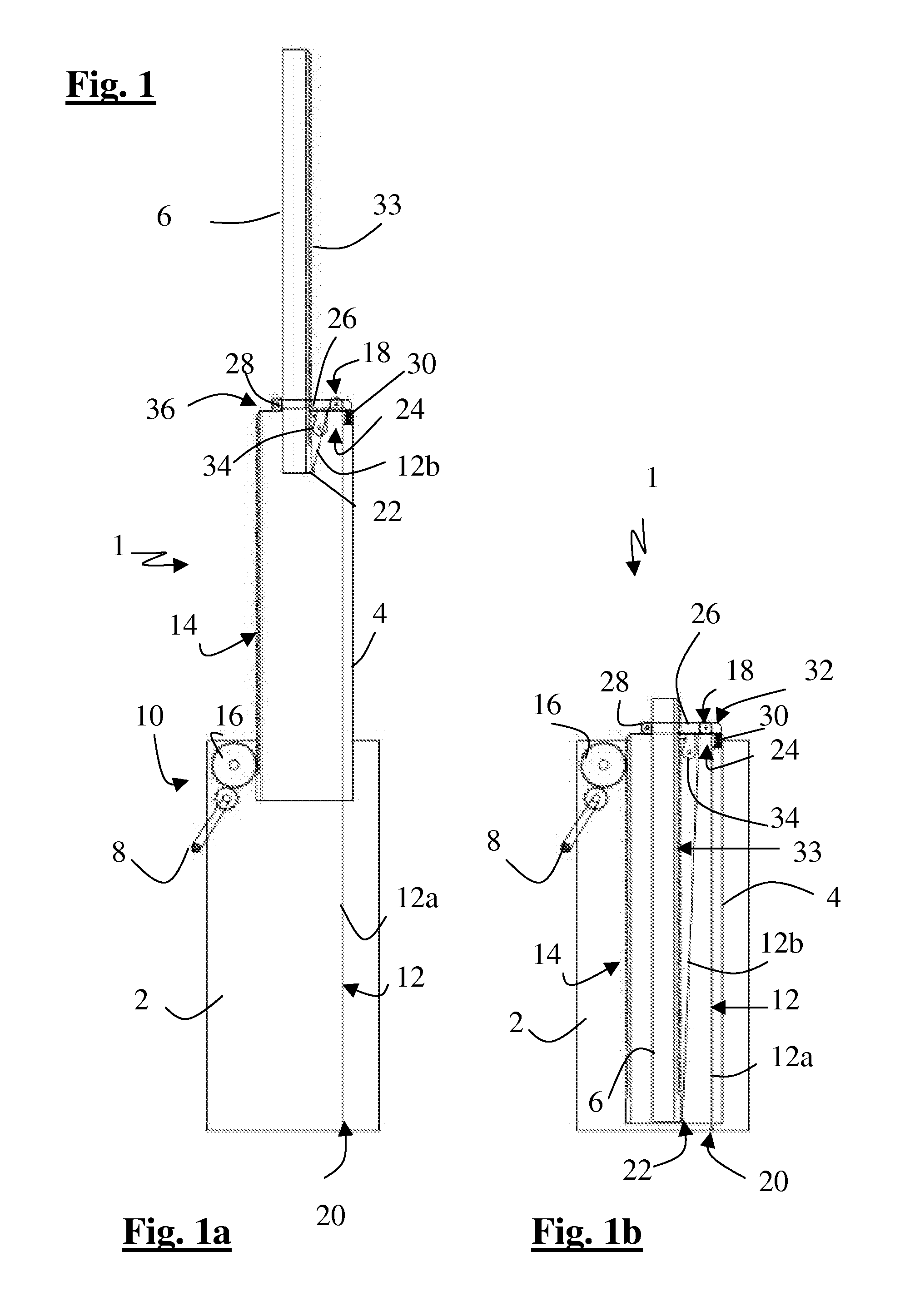 Telescopic lifting device with safety strap