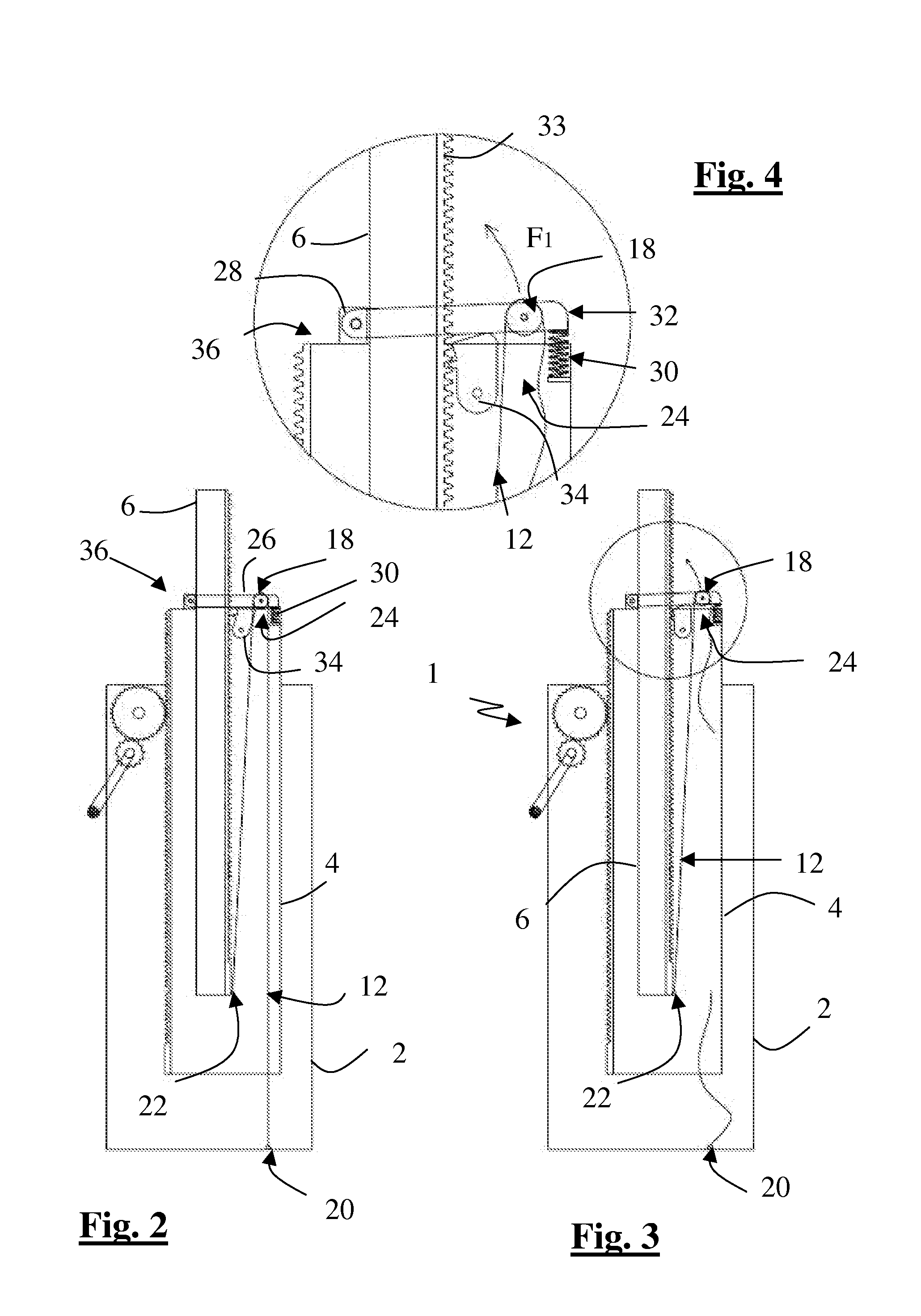 Telescopic lifting device with safety strap