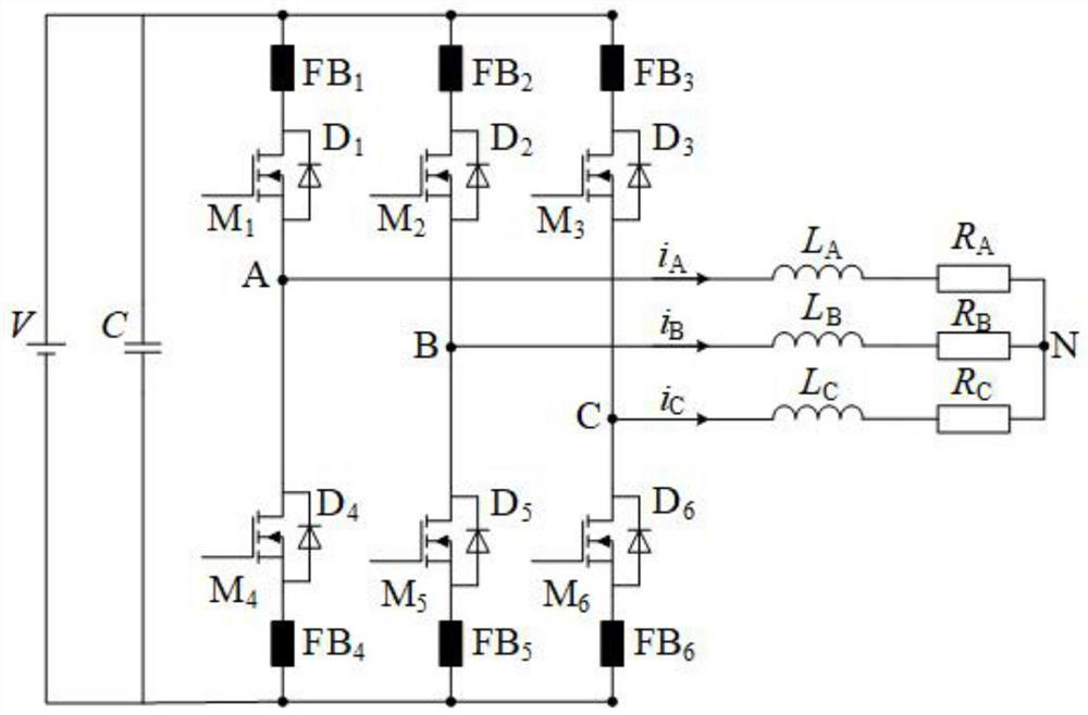 Three-phase bridge type low parasitic oscillation two-level SiC MOSFET circuit topological structure