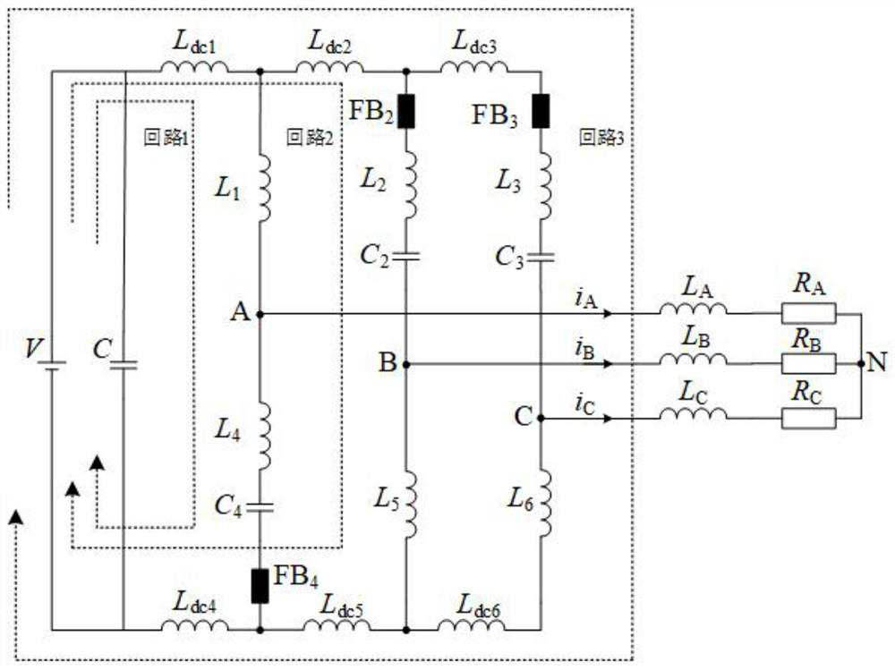 Three-phase bridge type low parasitic oscillation two-level SiC MOSFET circuit topological structure