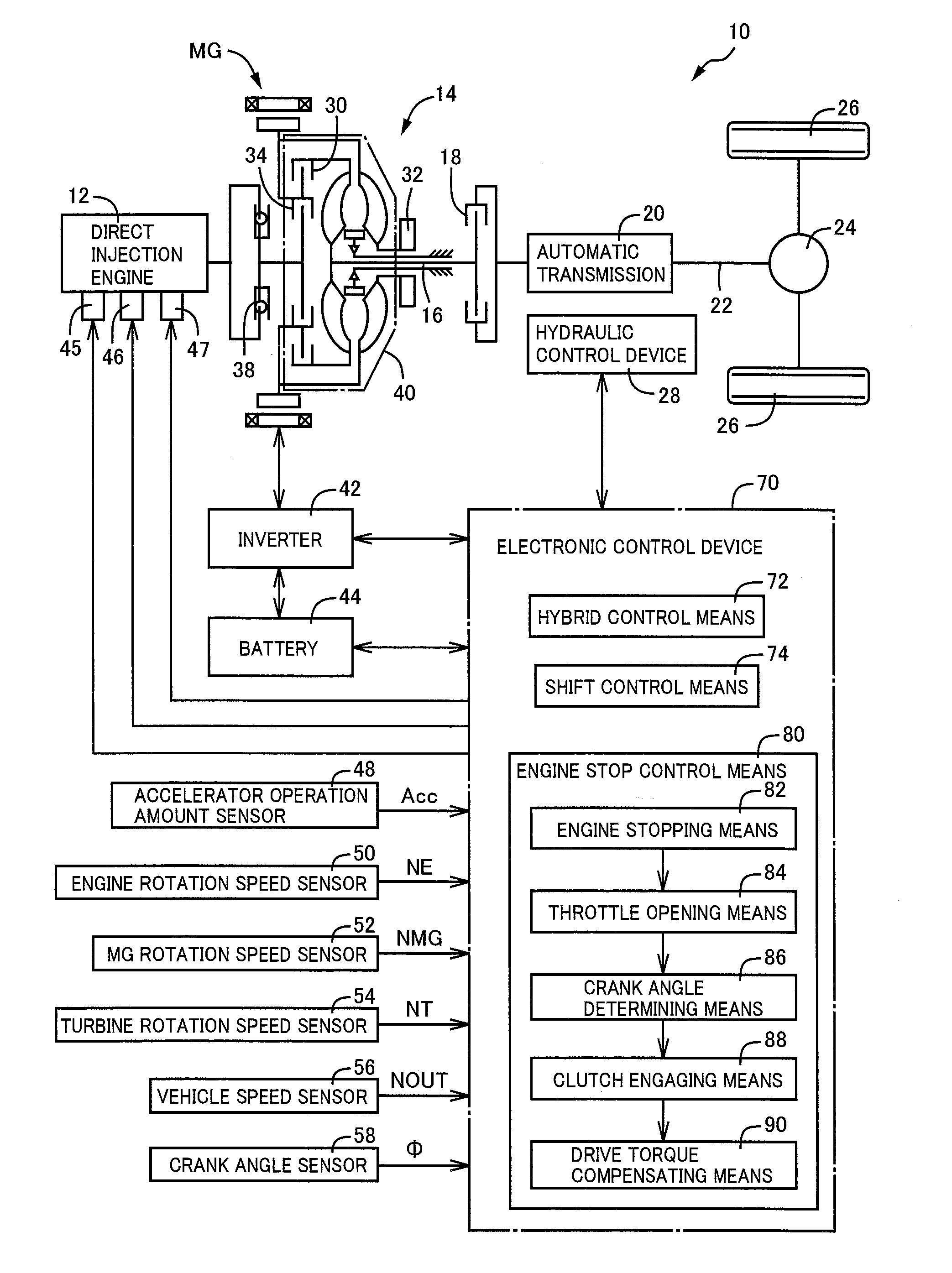 Engine stop control device for hybrid vehicle