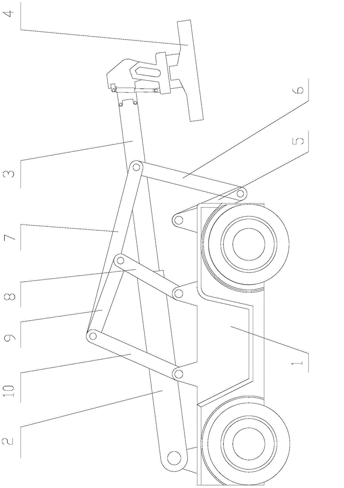 Plane two-freedom-degree nine-rod closed-chain type reach stacker