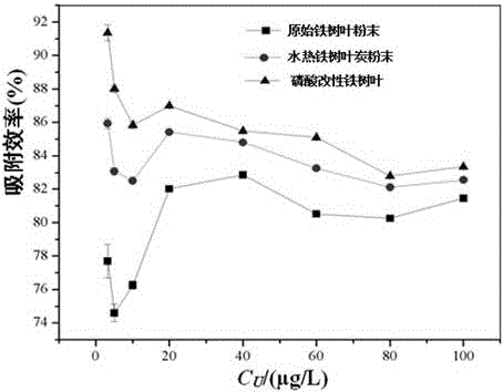 Method for preparing plant-inorganic composite adsorbents from phosphoric-acid-modified folium cycas for extracting uranium from seawater