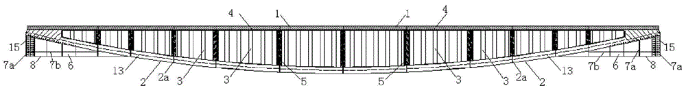 Internal prestress steel and concrete combined simply supported girder bridge of prefabricated and assembled fish-bellied corrugated steel web and construction method thereof