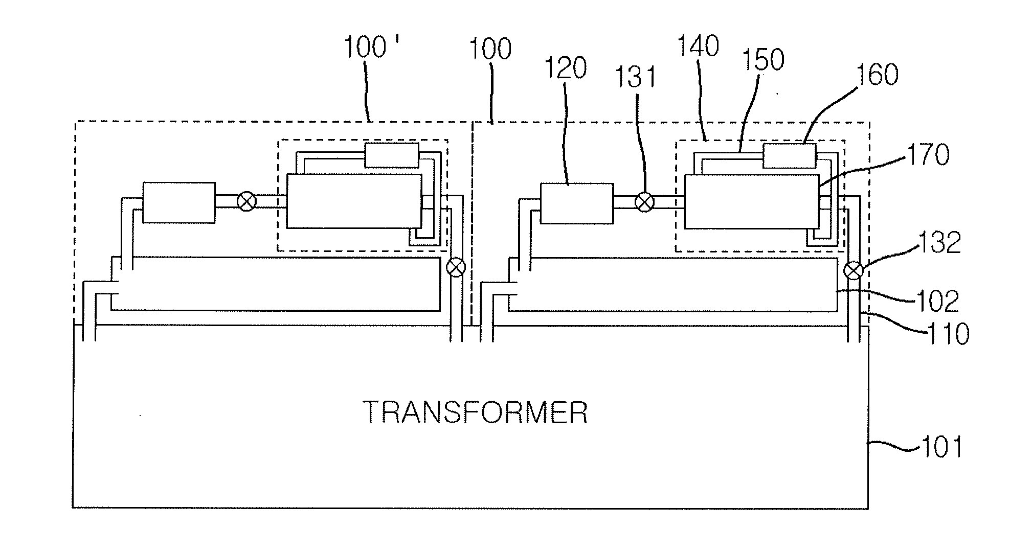 Heat exchange type cooling apparatus for a transformer