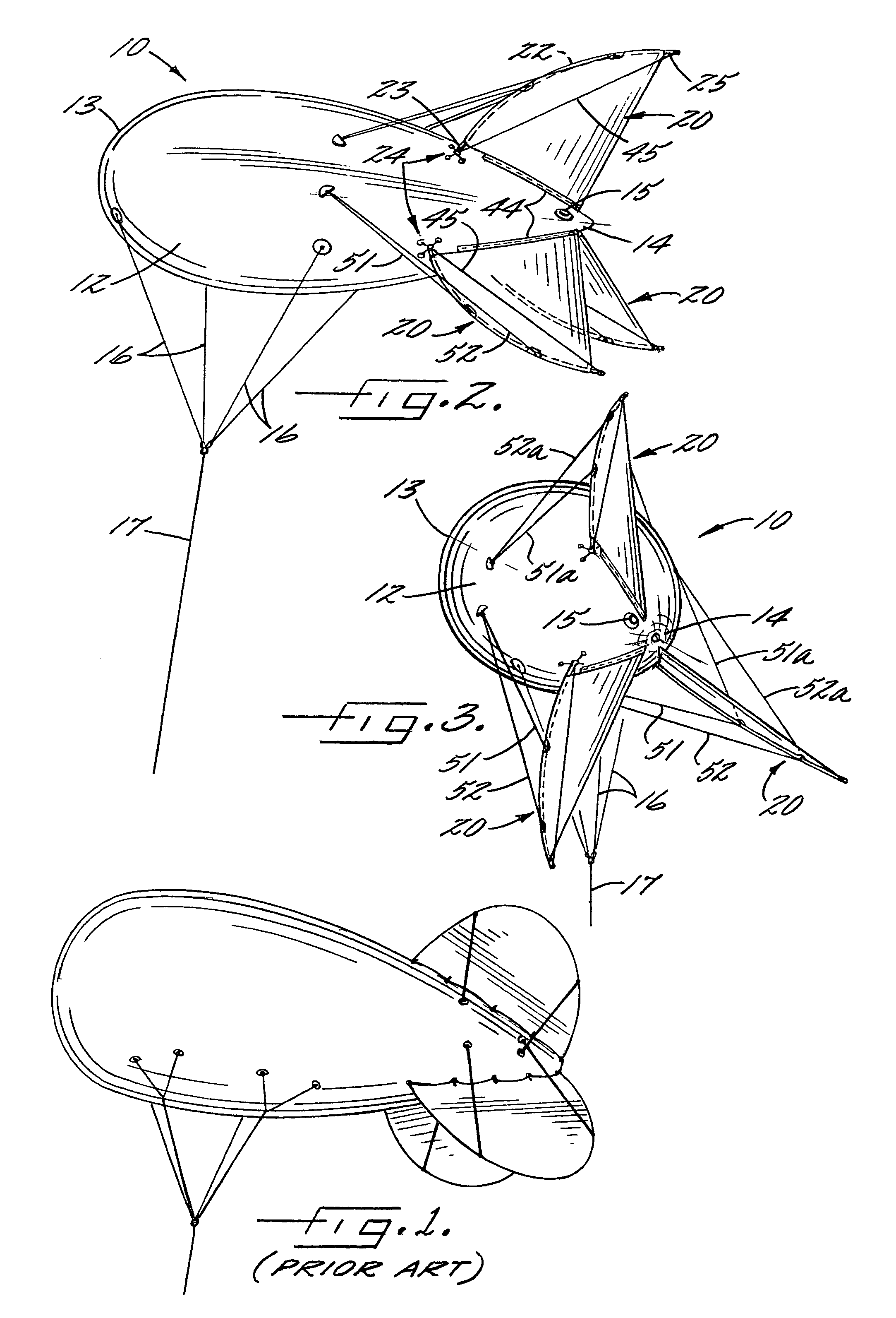 Tethered or free flight blimp with collapsible tail fins