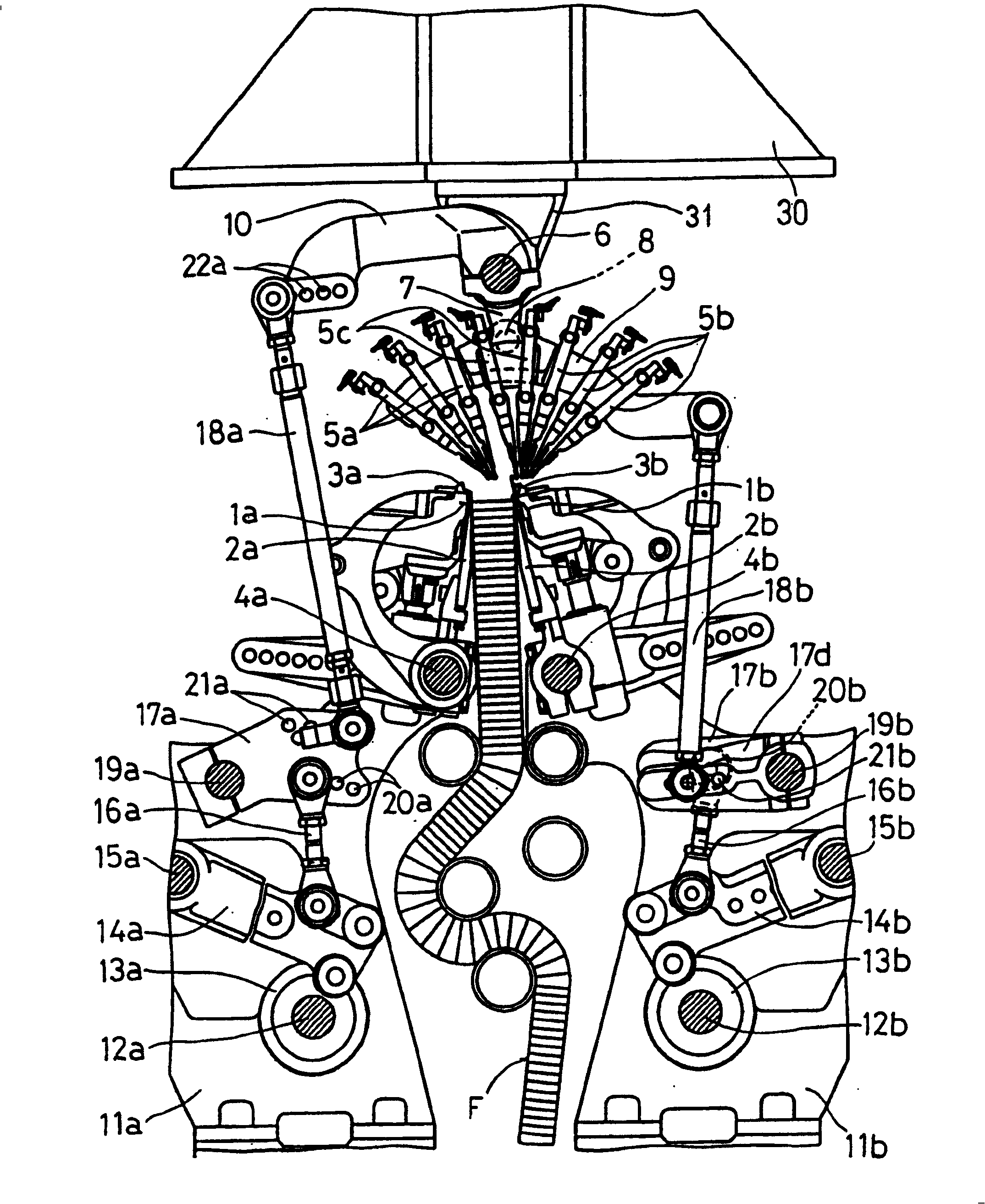 Guide reed swing position adjusting device of double raschel machine