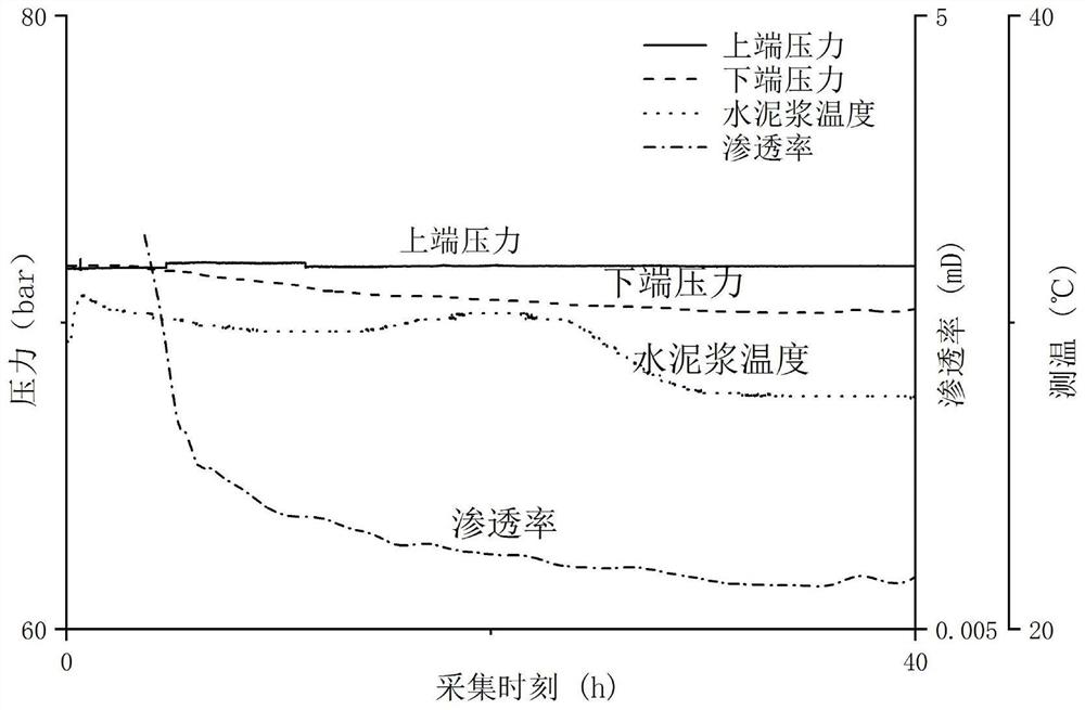 Dynamic permeability testing device and method in oil-gas well cement paste solidification process