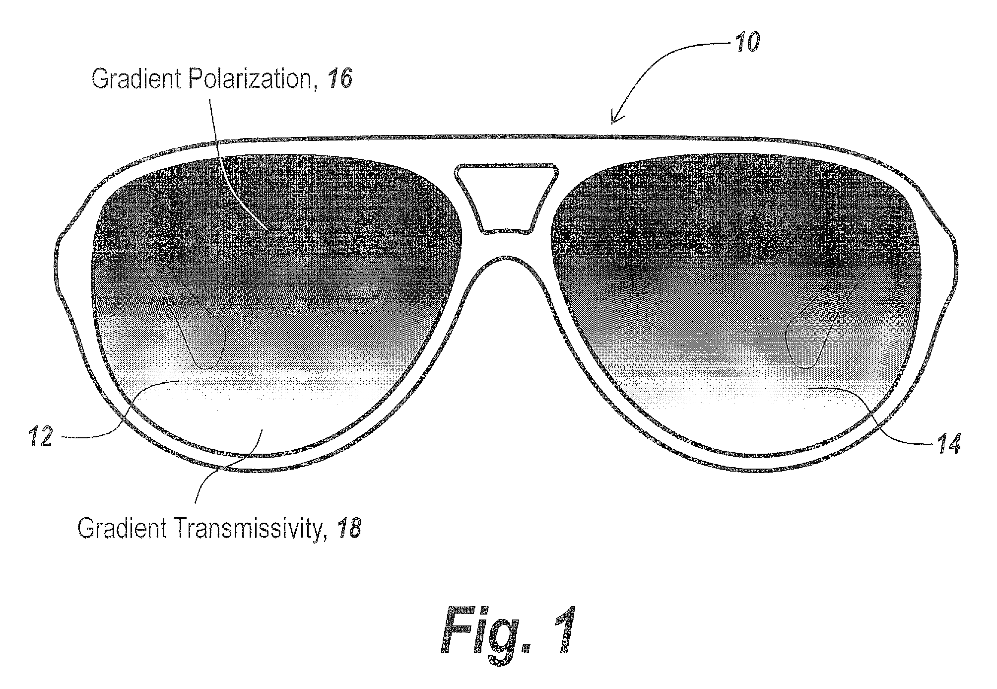 Method and apparatus for forming sunglass lenses with a predetermined gradient