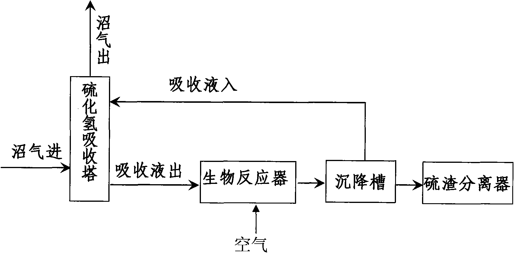 Biological desulfurization process for biogas