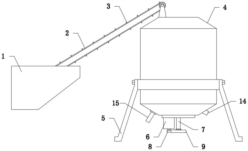 Raw material dewatering device for preparing rubber and plastic filler by taking lithium slag as raw materials