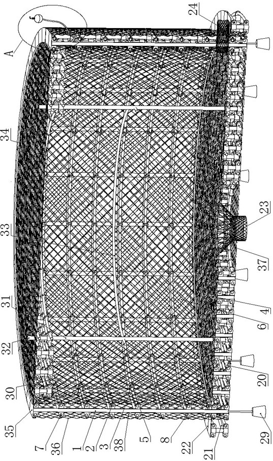 Pipe frame type lifting deepwater culture net cage