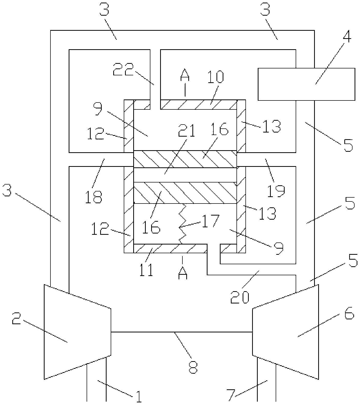 Exhausting device with inlet pipe and exhaust pipe communicated with each other