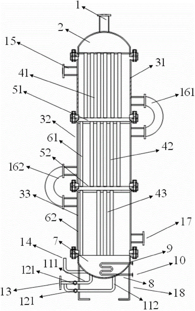 Tubular condensation heat exchanger and heat exchange method thereof