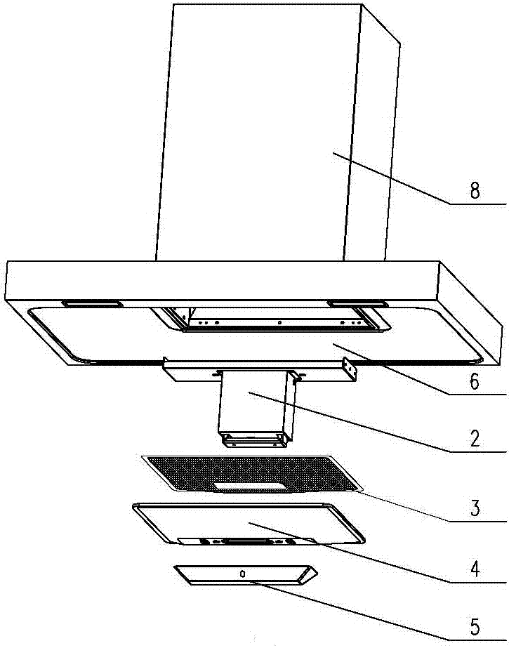 An automatic opening and closing device for the oil screen of a European-style range hood