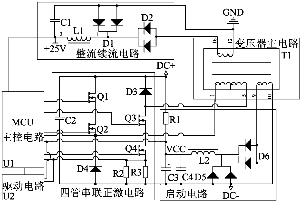 A Forward Power Supply Circuit with Multiple Transistors in Series