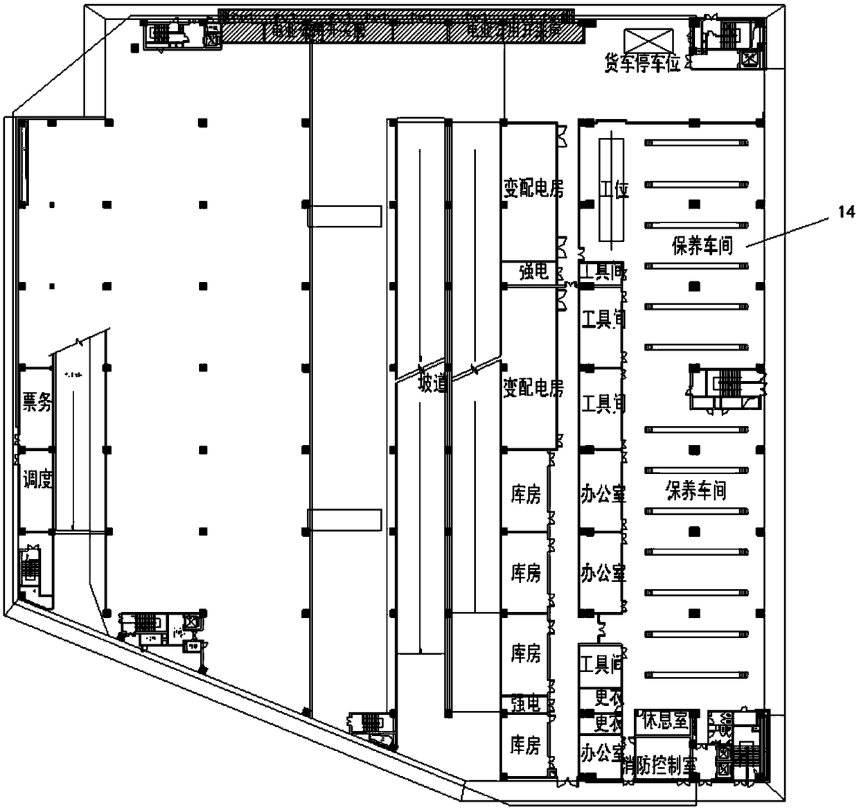 Multi-path high-rise stereo integrated bus parking lot