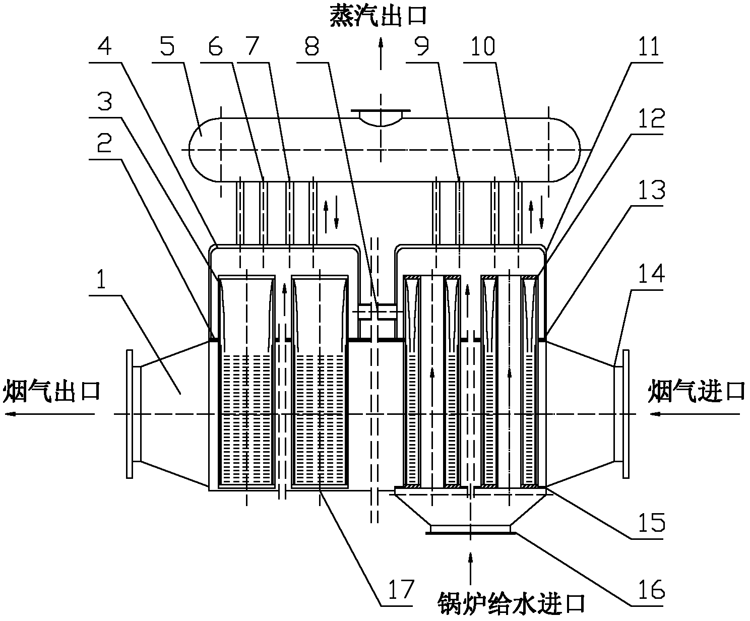 Anticorrosion smoke waste heat recycling device of heat pipe structure