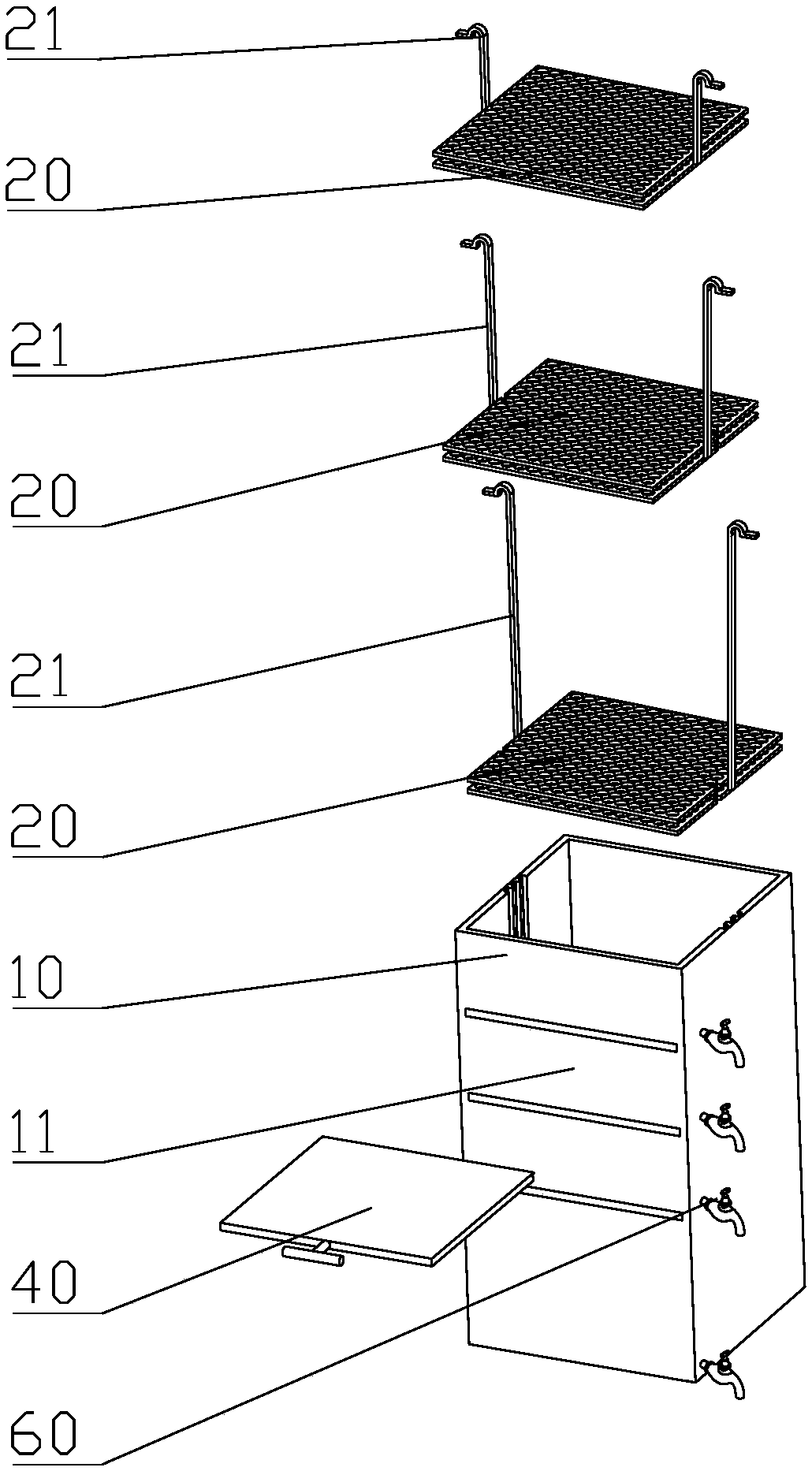 Water-culture potting bucket for analyzing influence of temperature increase on distribution state of wheat roots