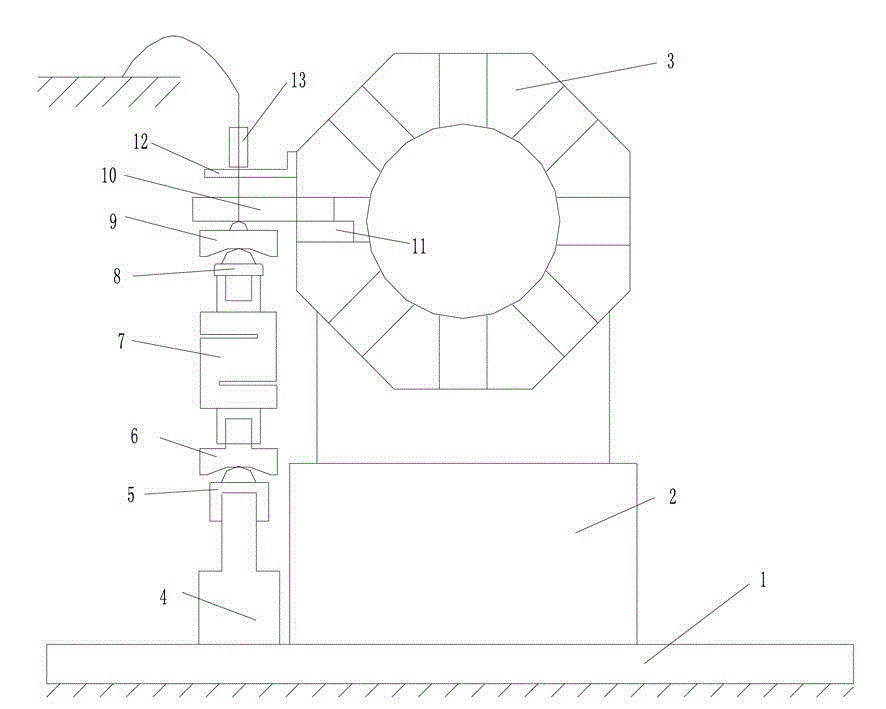 Loading force direction self-balanced loading device and force direction self-controlled numerical control knife rest static rigidity test platform