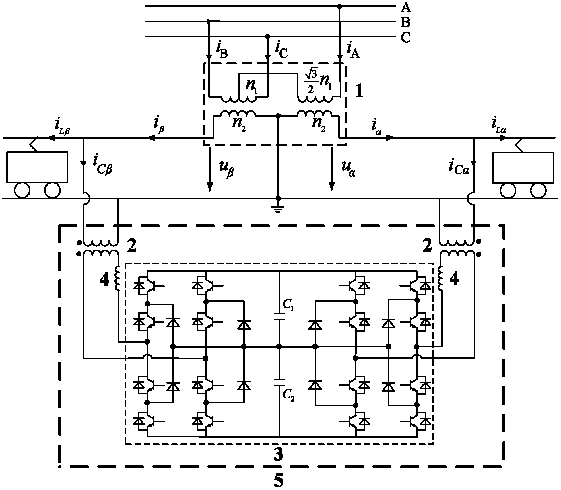 Capacitor clamping-based trilevel railway power regulator