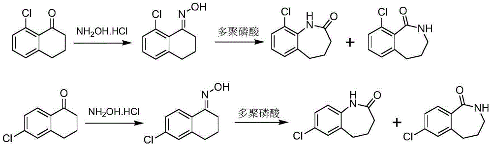 Synthetic method of 7 or 9-chloro-4,5-dihydro-1hydro-benzo[b]azepine-2(3hydro)-one