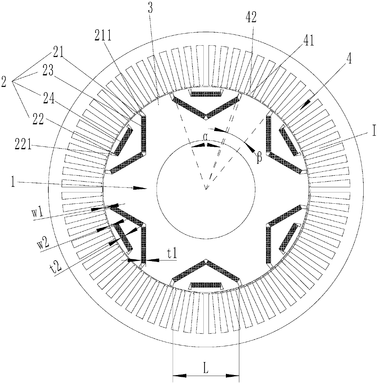 Reluctance type alternating pole permanent magnet motor