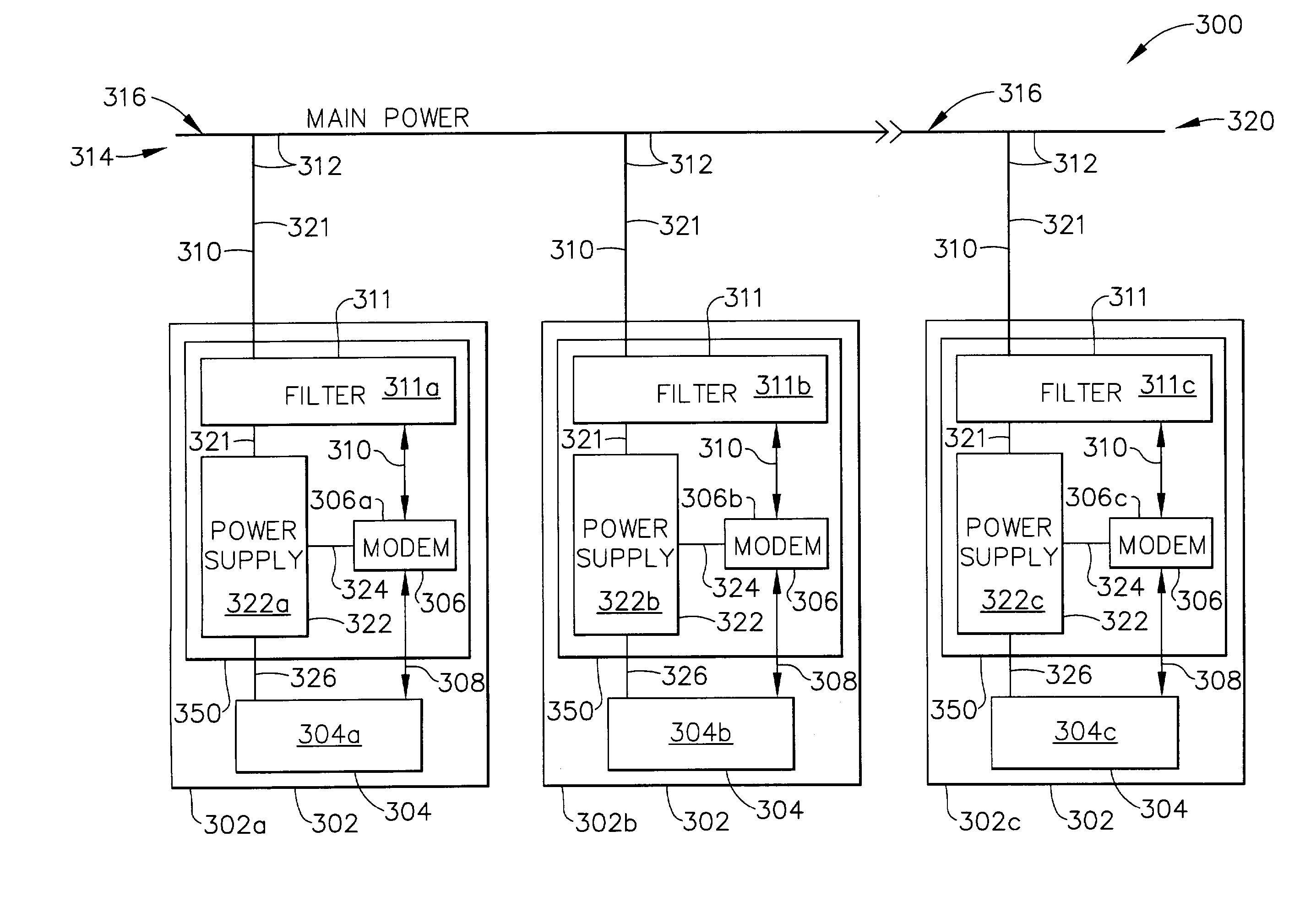 Digital communication over 28VDC power line