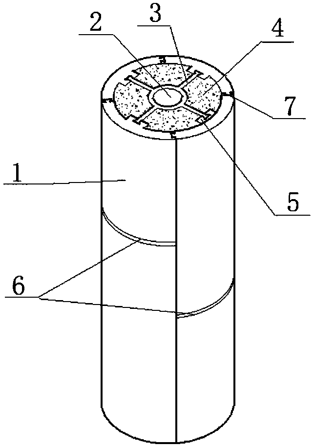 Circular hollow interlayer splicing column and construction method thereof