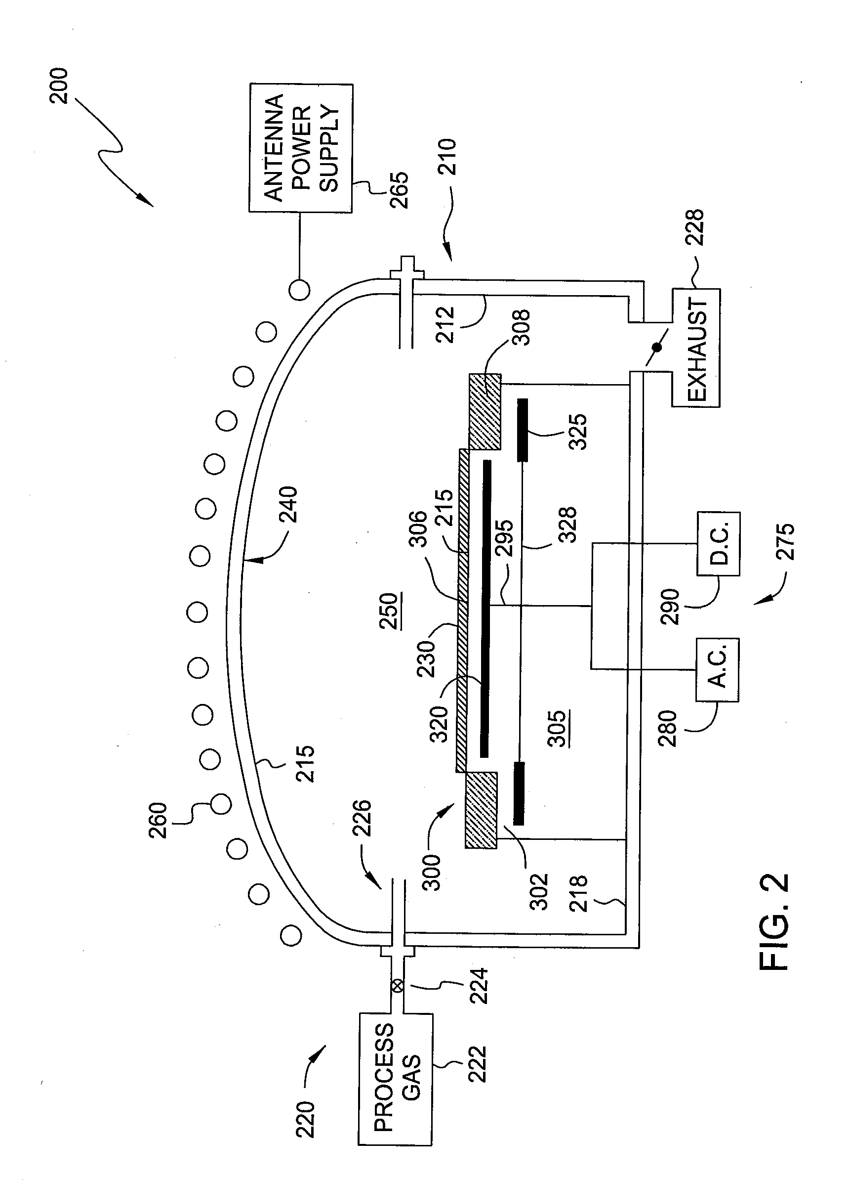 Cathode with inner and outer electrodes at different heights