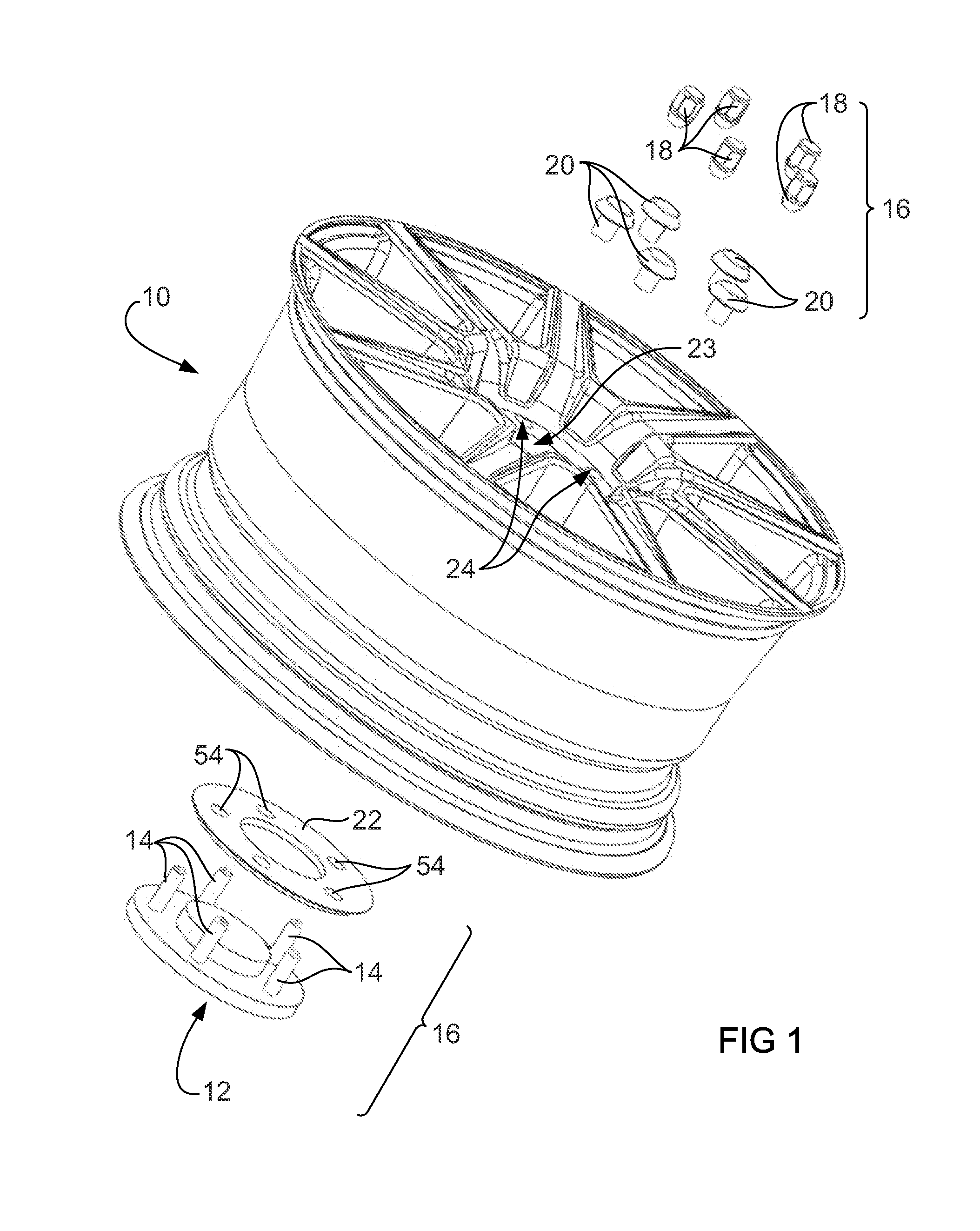 Attachment arrangement for composite wheels