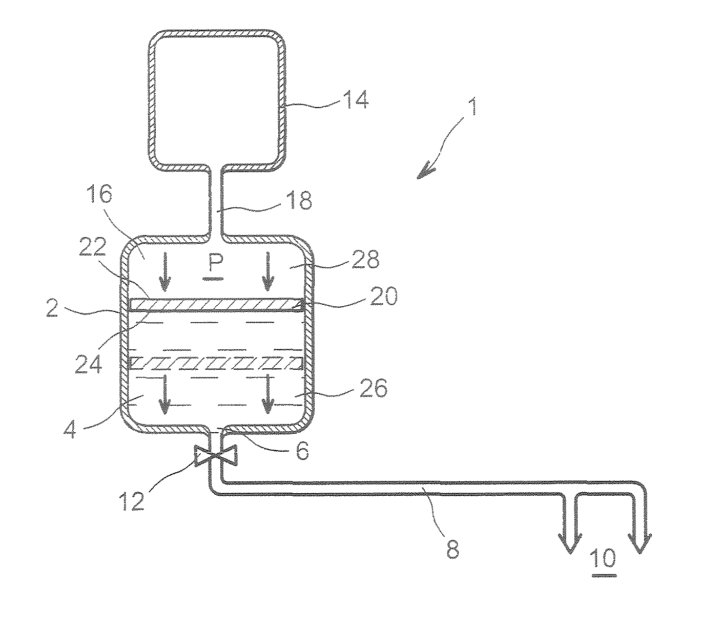 Device for increasing the effectiveness of the pressurizing gas in an extinguisher bottle