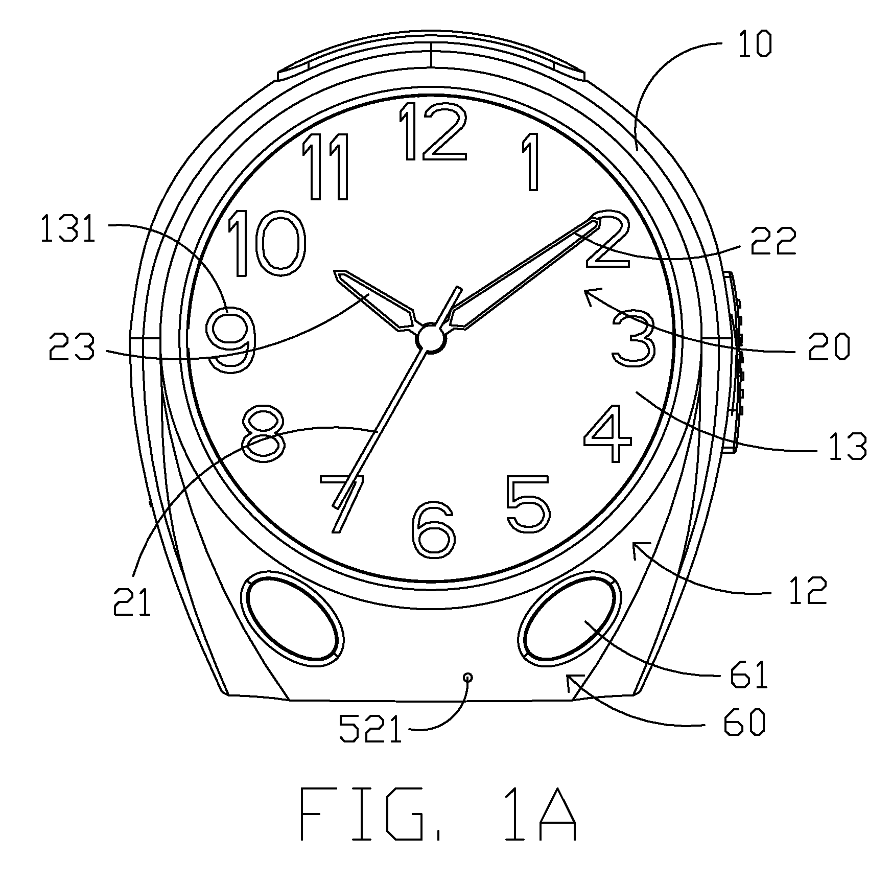 Analog radio controlled clock with audio alarm arrangement