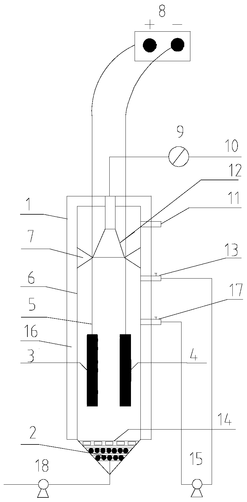 An anaerobic built-in rusty iron filings reactor for efficient removal of ammonia nitrogen and its process for treating ammonia nitrogen wastewater