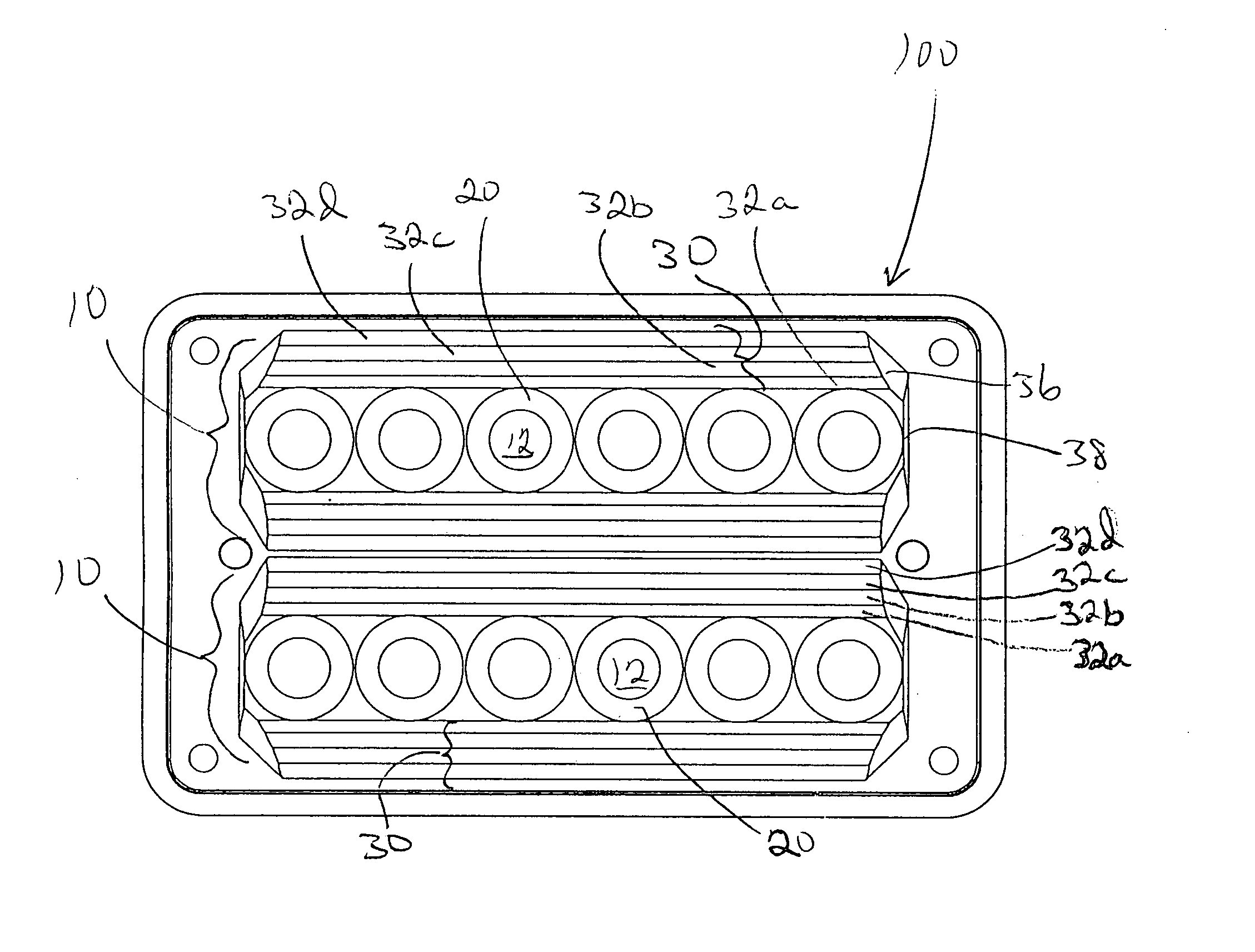 Composite reflecting surface for linear LED array