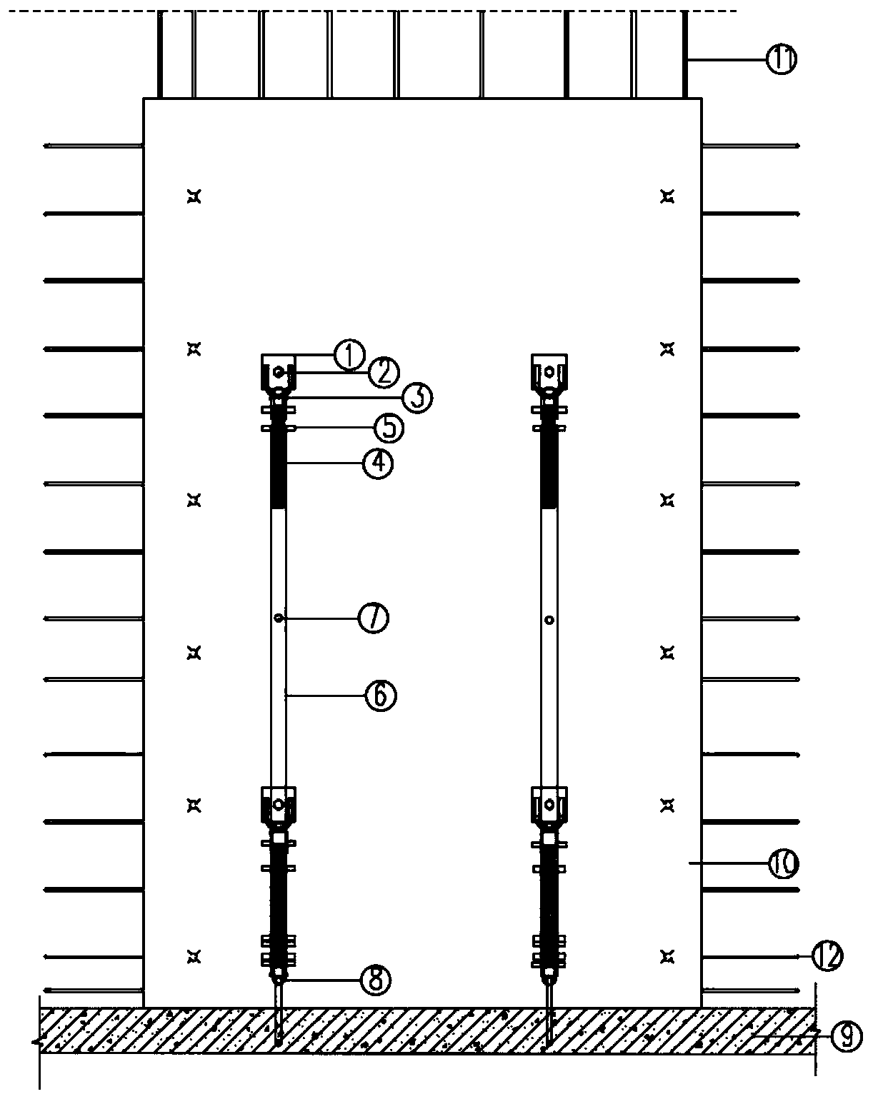 Vertical component supporting device and mounting method