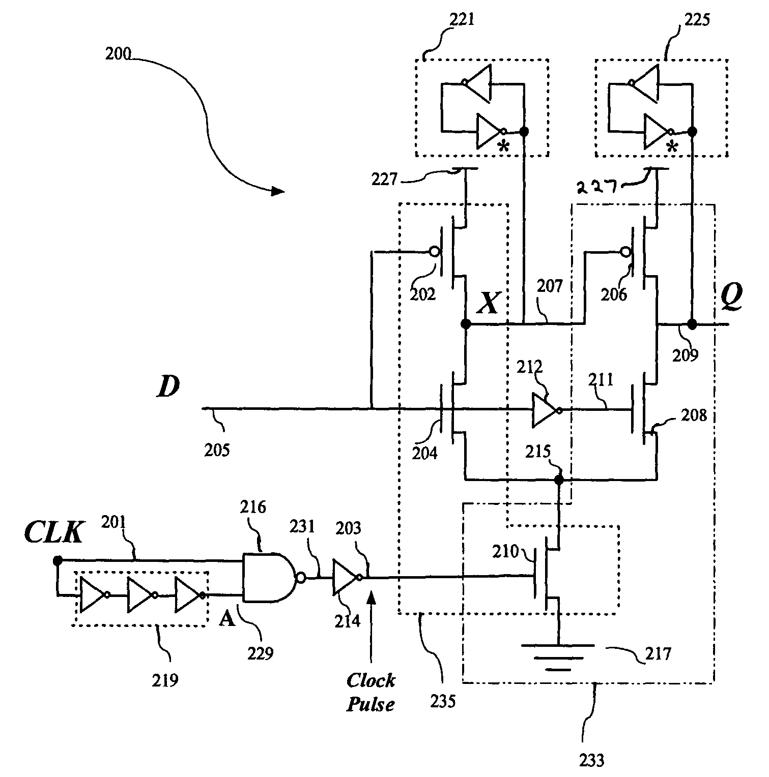 Single-transistor-clocked flip-flop